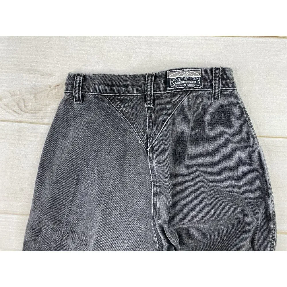 Vtg Rocky Mountain Rockies Jeans 26/3 Faded Black High Rise Button Placket 90s
